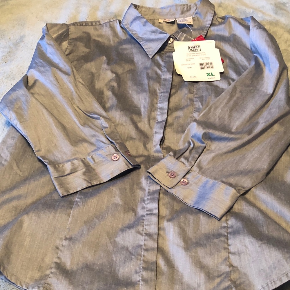 Faded Glory Iridescent Grey Combo Shirt XL